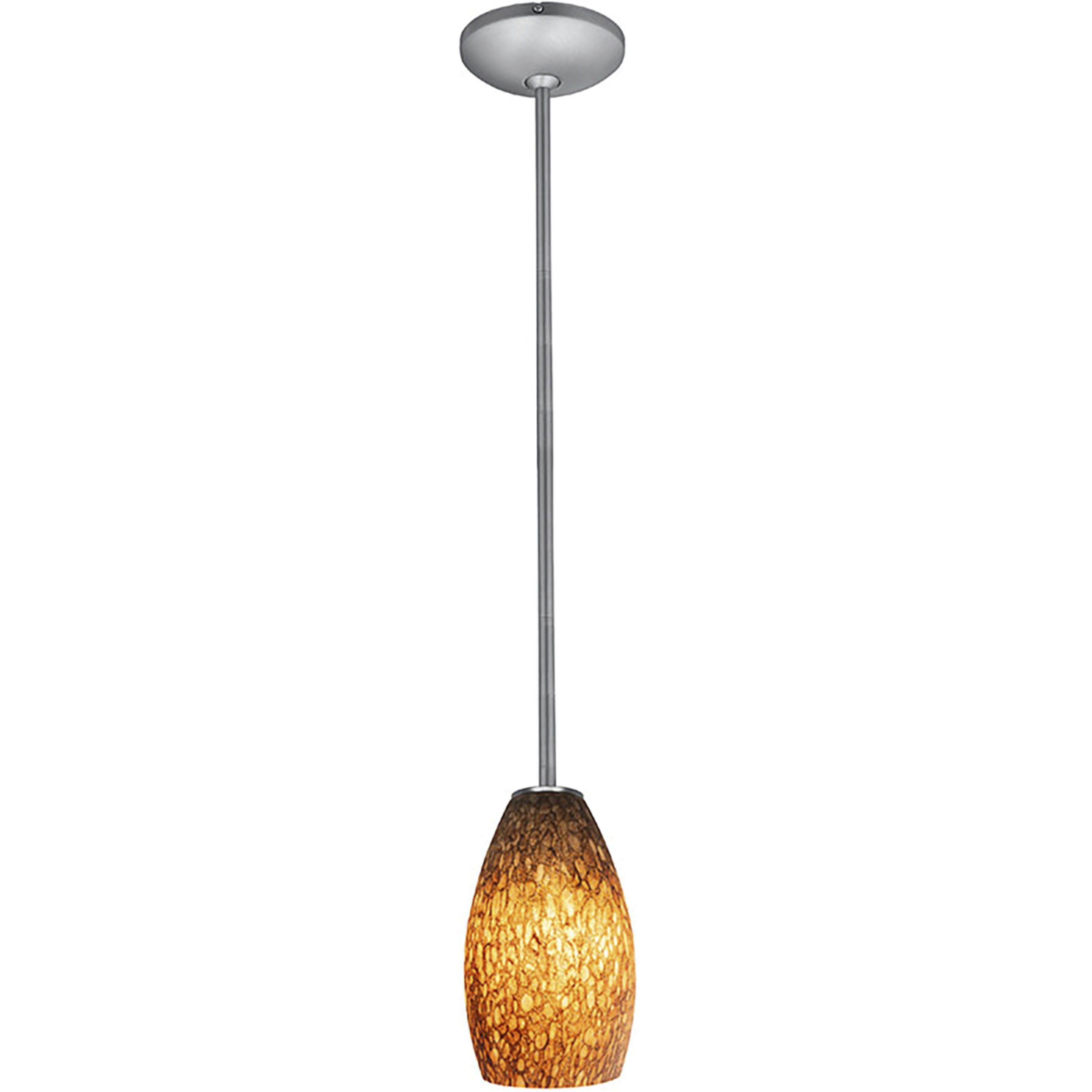 Champagne LED 5 inch Brushed Steel Pendant Ceiling Light in Brown Stone