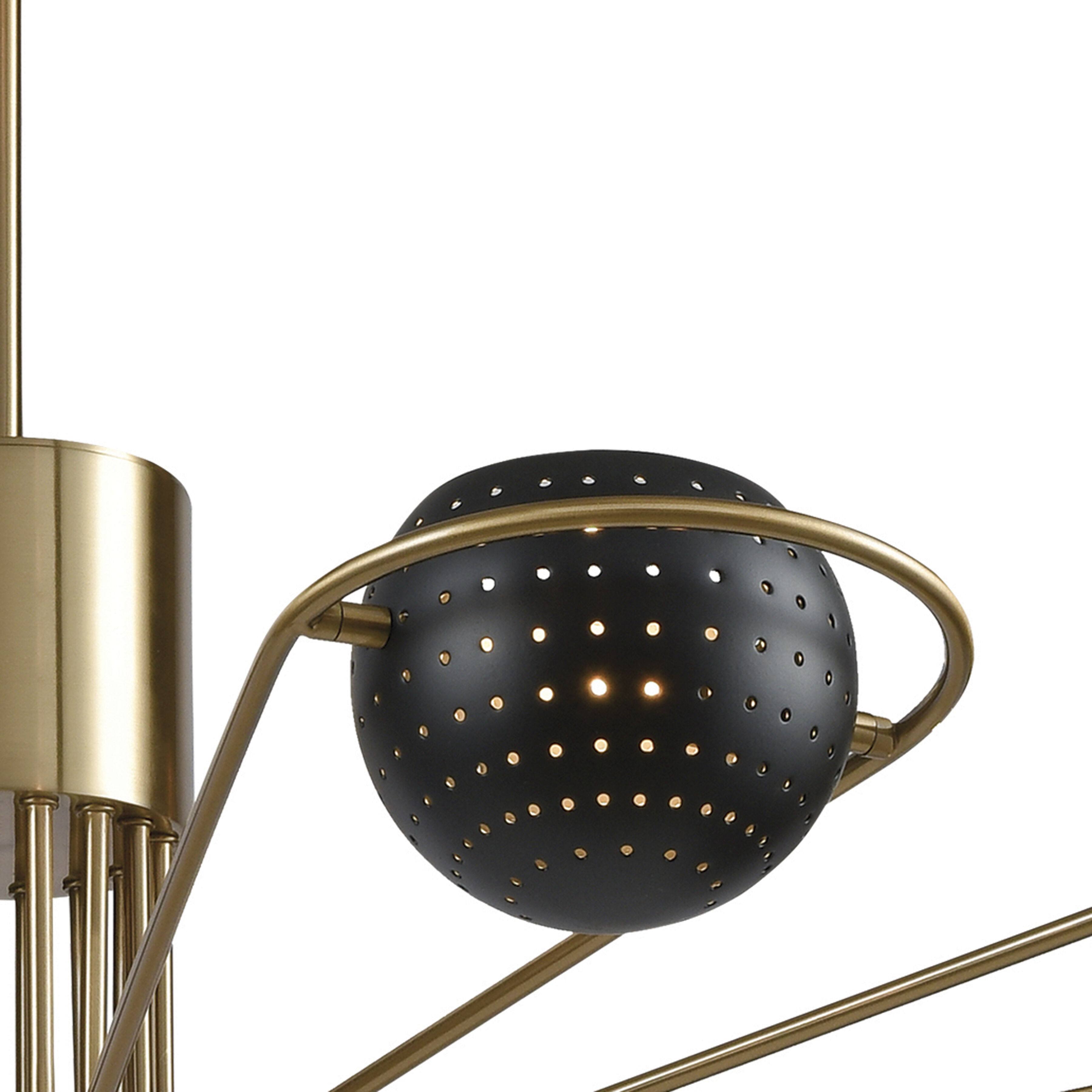 Scarab 8 Light 47 inch Satin Brass with Black Chandelier Ceiling Light