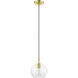 Aldrich 1 Light 8 inch Satin Brass with Polished Brass Accent Pendant Ceiling Light