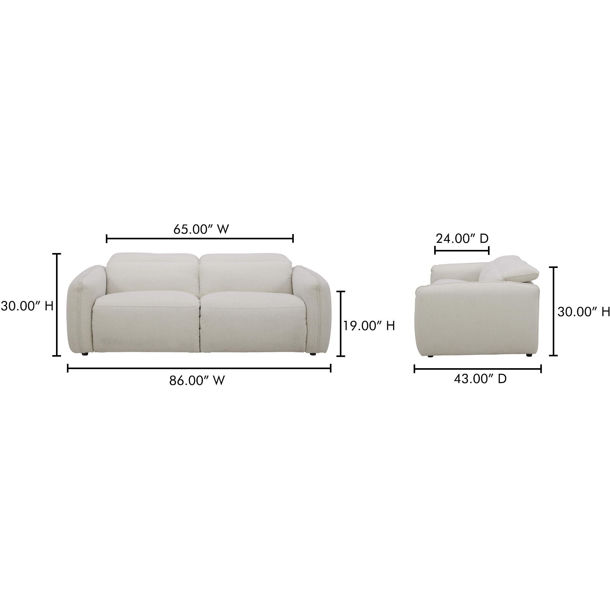 Eli White Sofa, Power Recliner
