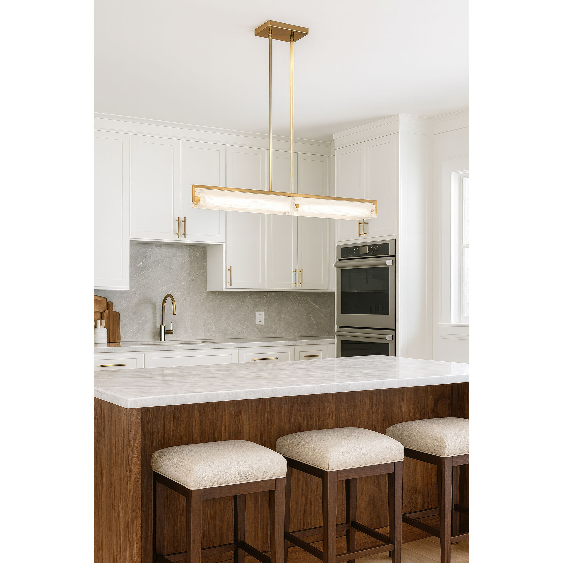 Mingle 2 Light 42 inch Satin Brass Linear Pendant Ceiling Light