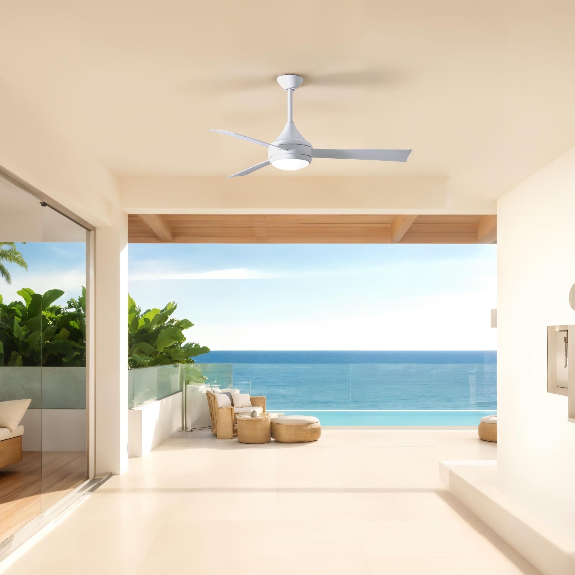 Atlas Donaire 52 inch Gloss White Paddle Fan, Coastal Wet Rated