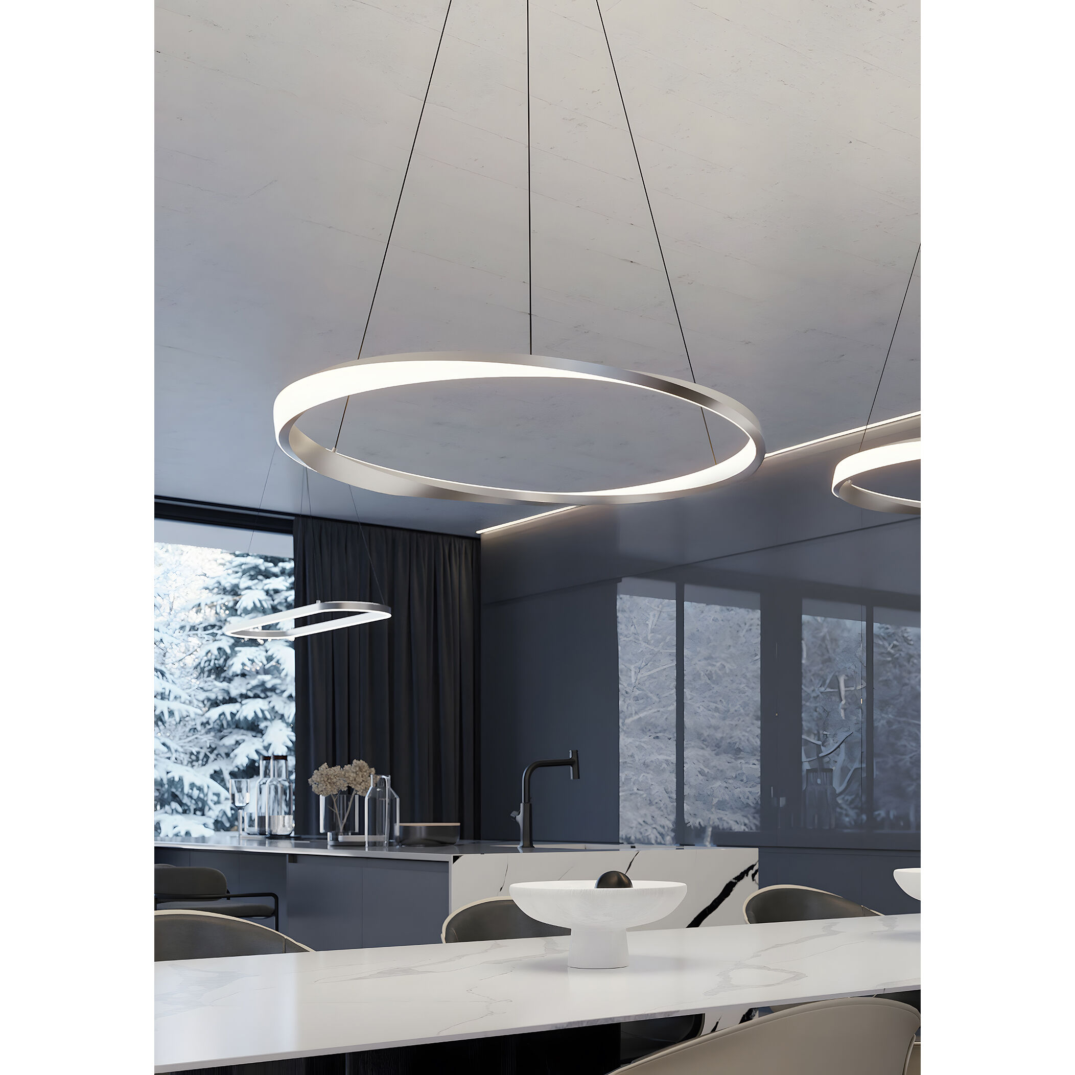 Oberon LED 40 inch Satin Nickel Pendant Ceiling Light