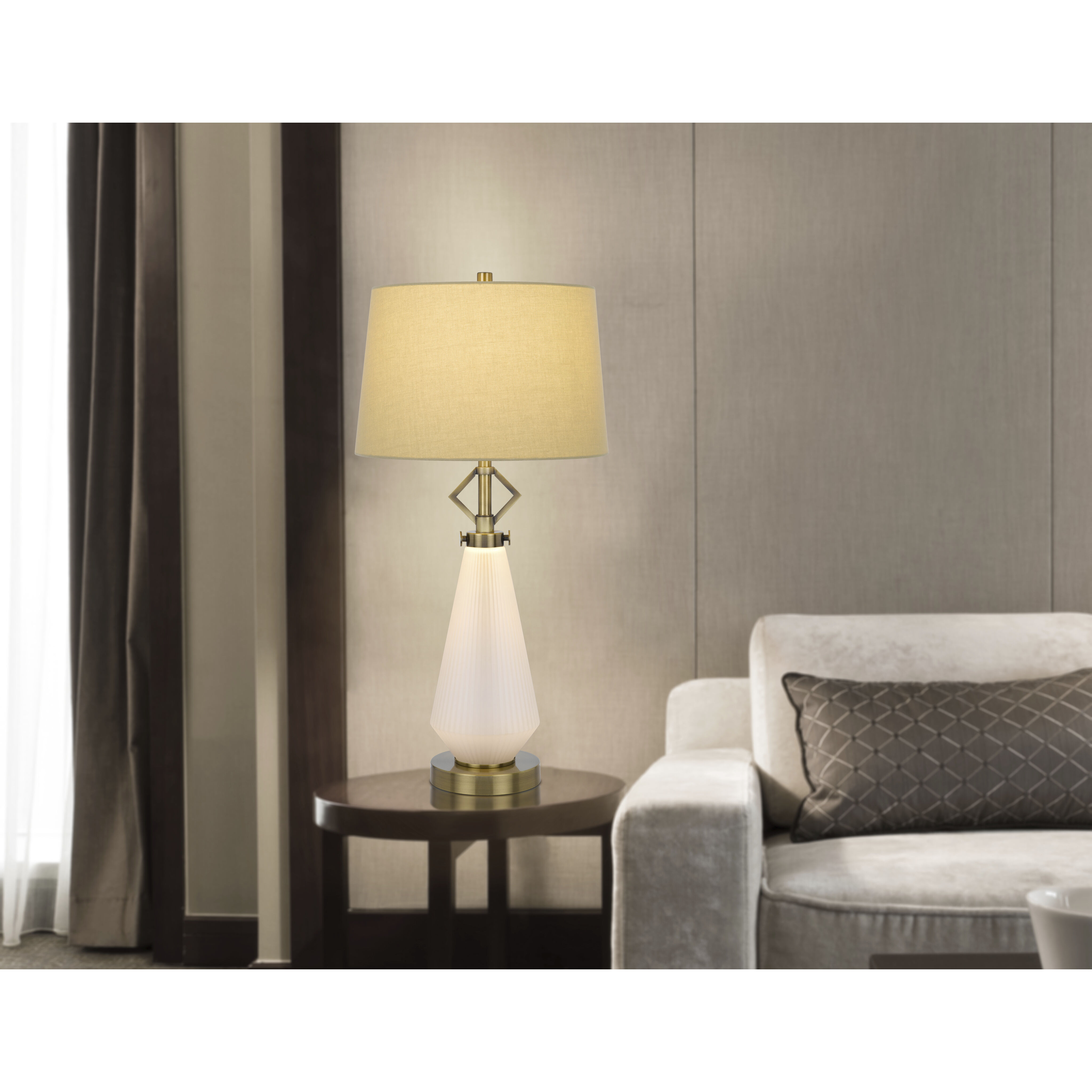 Carrizo 32 inch 100.00 watt Antique Brass and Frosted Glass Table Lamp Portable Light