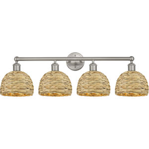 Edison Woven Rattan 4 Light 35.00 inch Bathroom Vanity Light