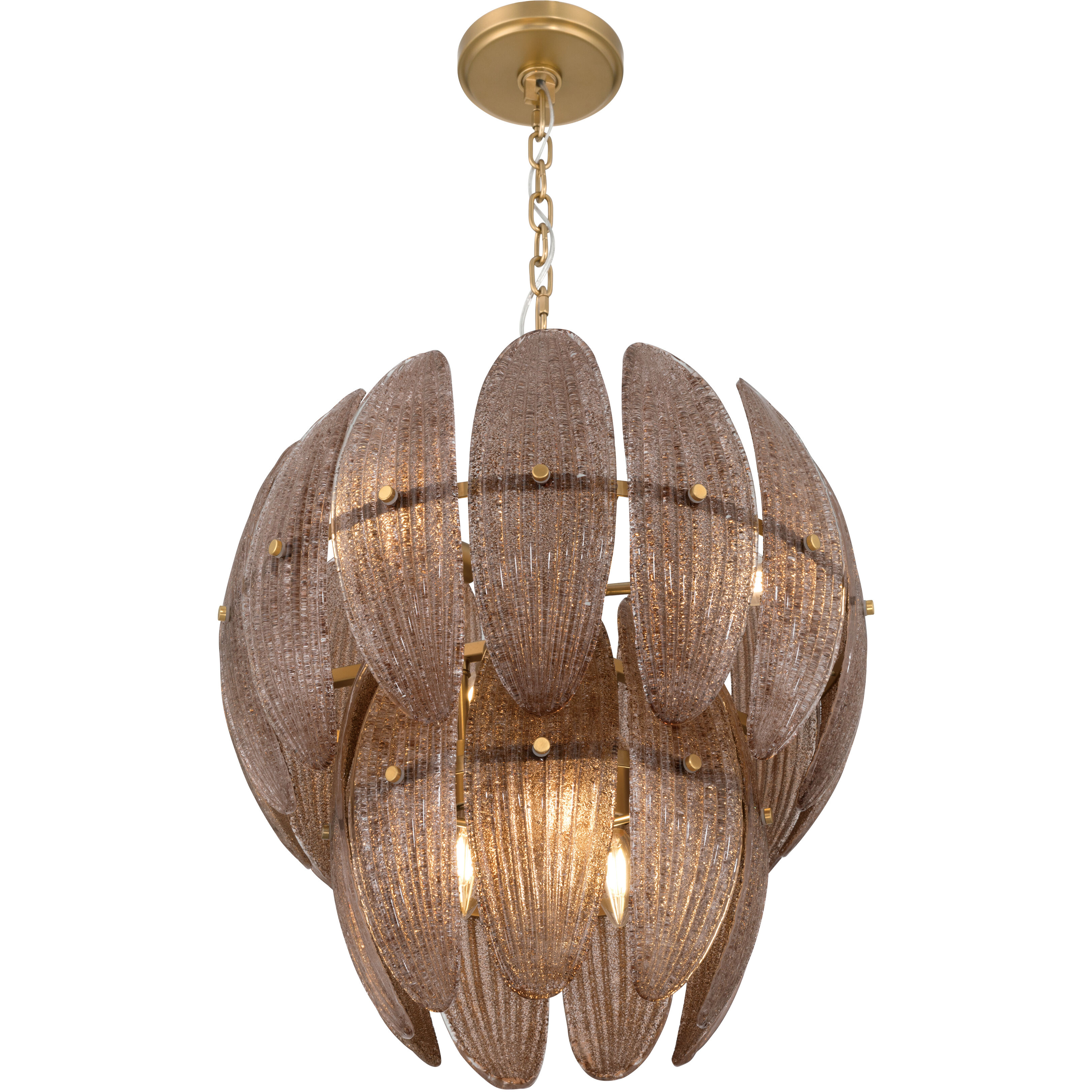 Marclaire 6 Light 19.75 inch Legacy Brass Pendant Ceiling Light in Brown Textured Handmade Glass