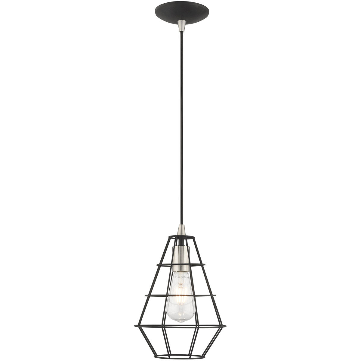 Geometric 1 Light 8 inch Black Mini Pendant Ceiling Light