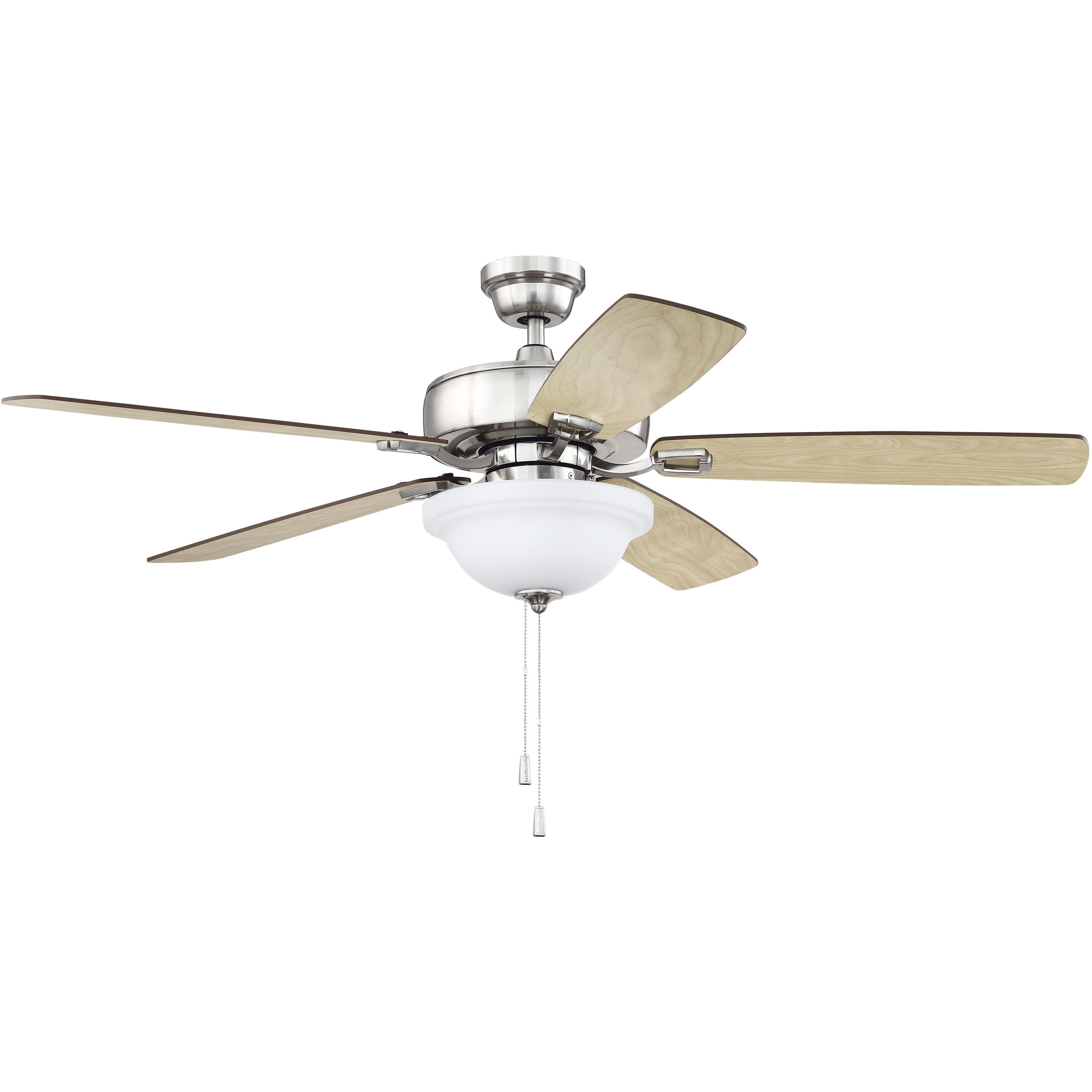 Twist N Click 52 inch Brushed Polished Nickel with Ash/Mahogany Blades Contractor Fan in 1