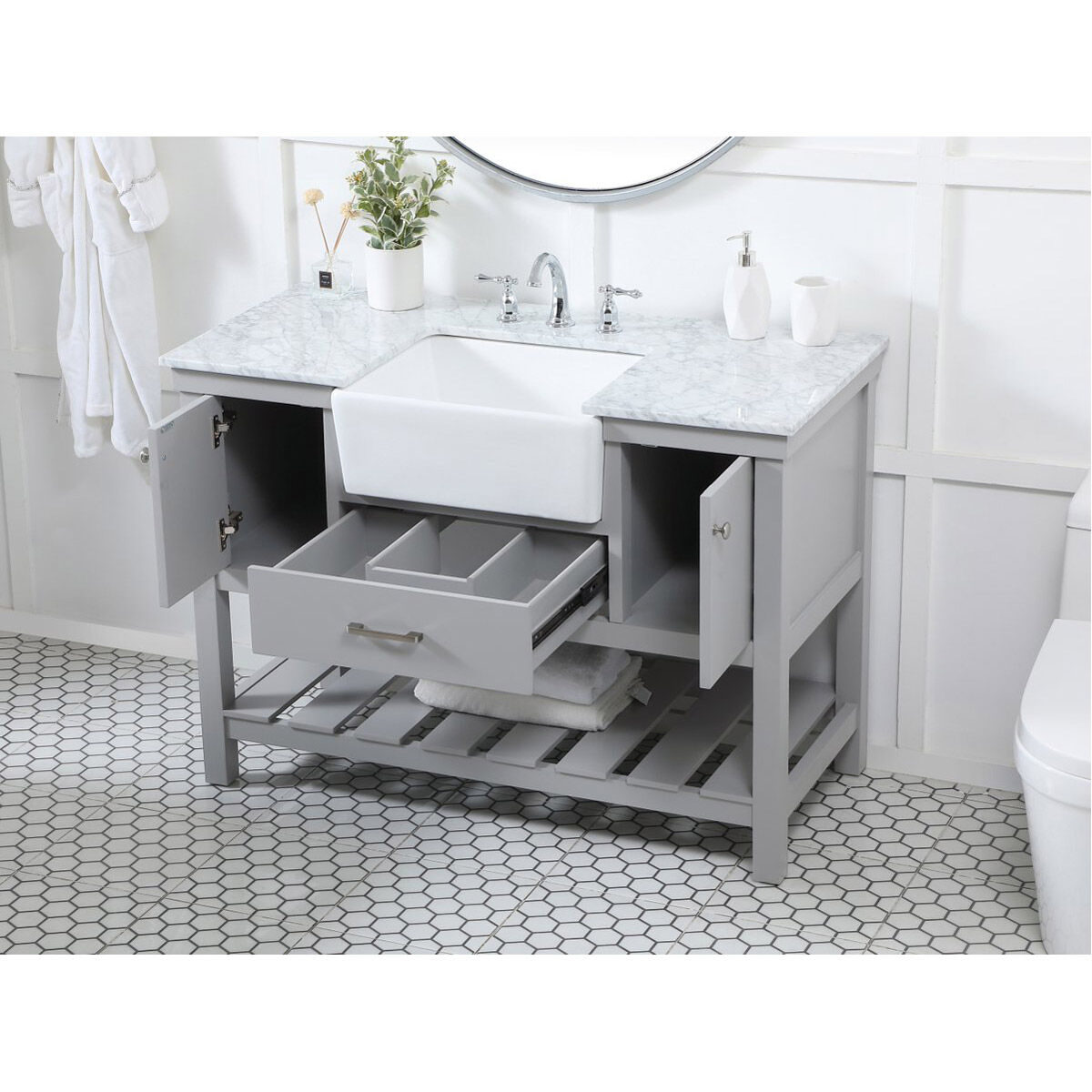 Clement 48 X 22 X 34 inch Grey Bathroom Vanity Cabinet