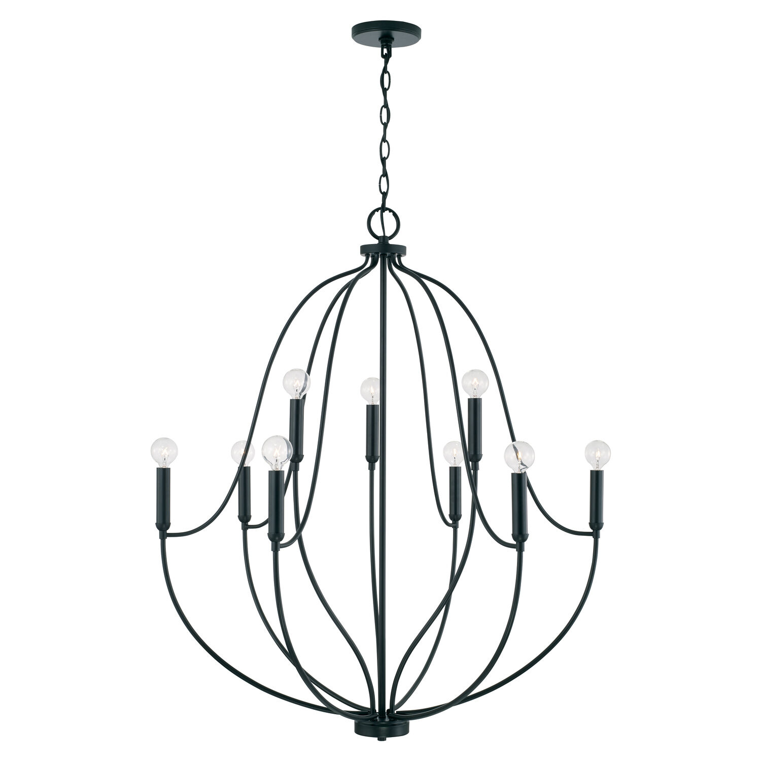 Madison 9 Light 33 inch Matte Black Chandelier Ceiling Light