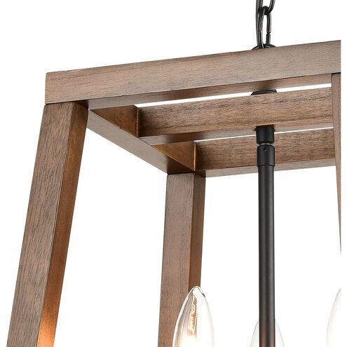 Barrow 3 Light 12 inch Matte Black with Birchwood Chandelier Ceiling Light