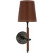 Thomas O'Brien Bryant LED 5.5 inch Bronze and Saddle Leather Wrapped Sconce Wall Light