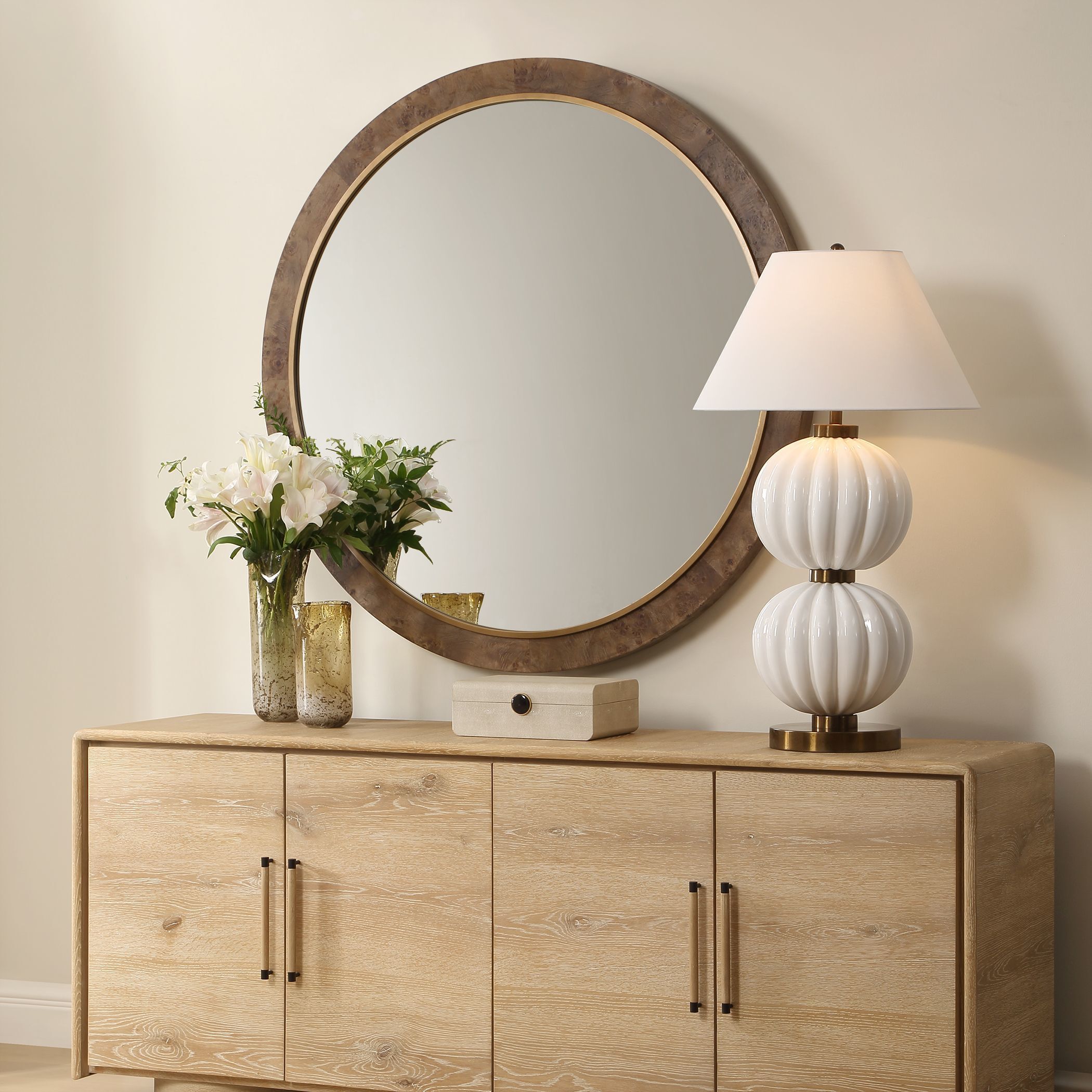 Cleveland 52.13 X 52.13 inch Natural and Antique Gold Mirror