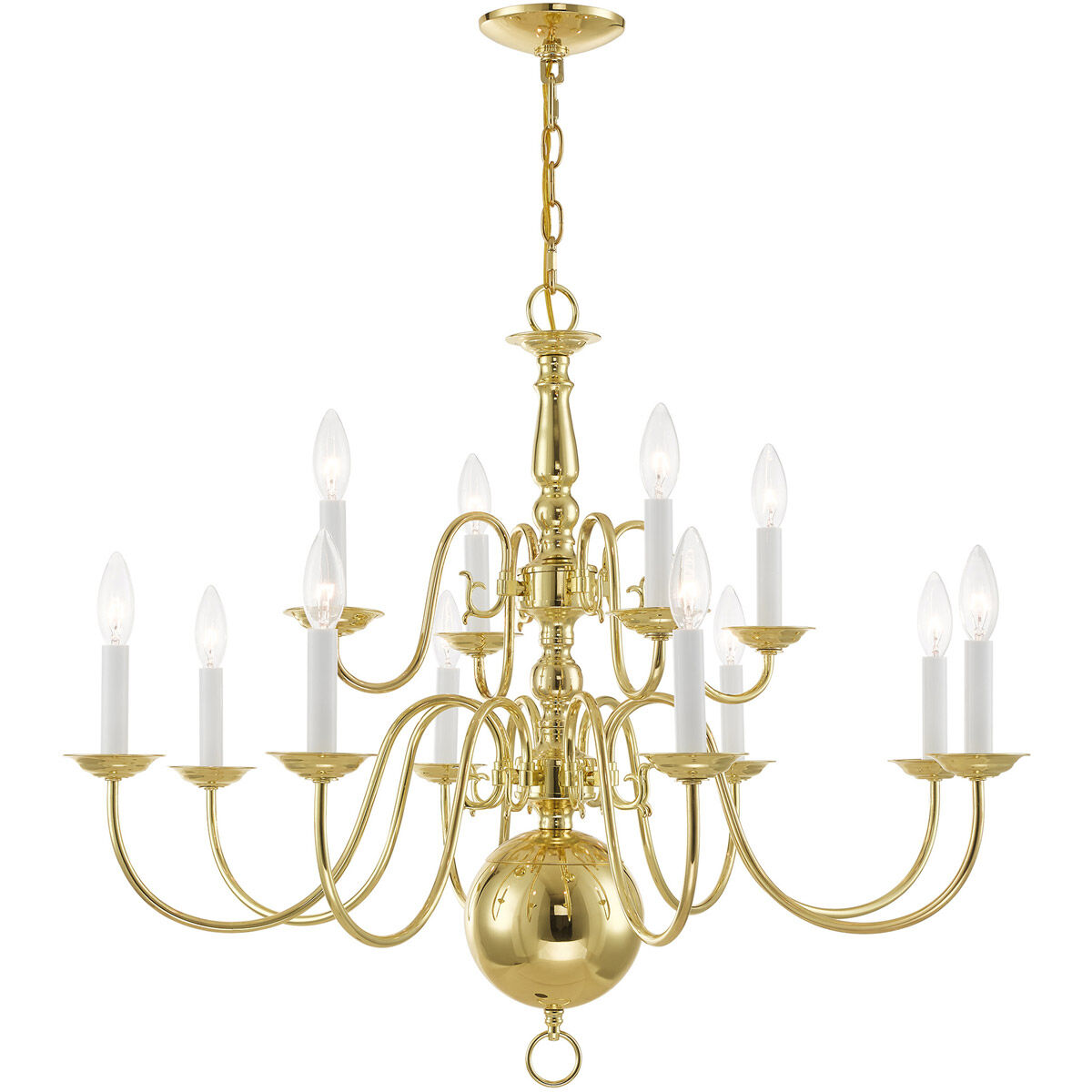 Williamsburgh 12 Light 32 inch Polished Brass Chandelier Ceiling Light