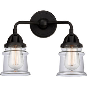 Nouveau 2 Small Canton 2 Light 13 inch Matte Black Bath Vanity Light Wall Light in Clear Glass