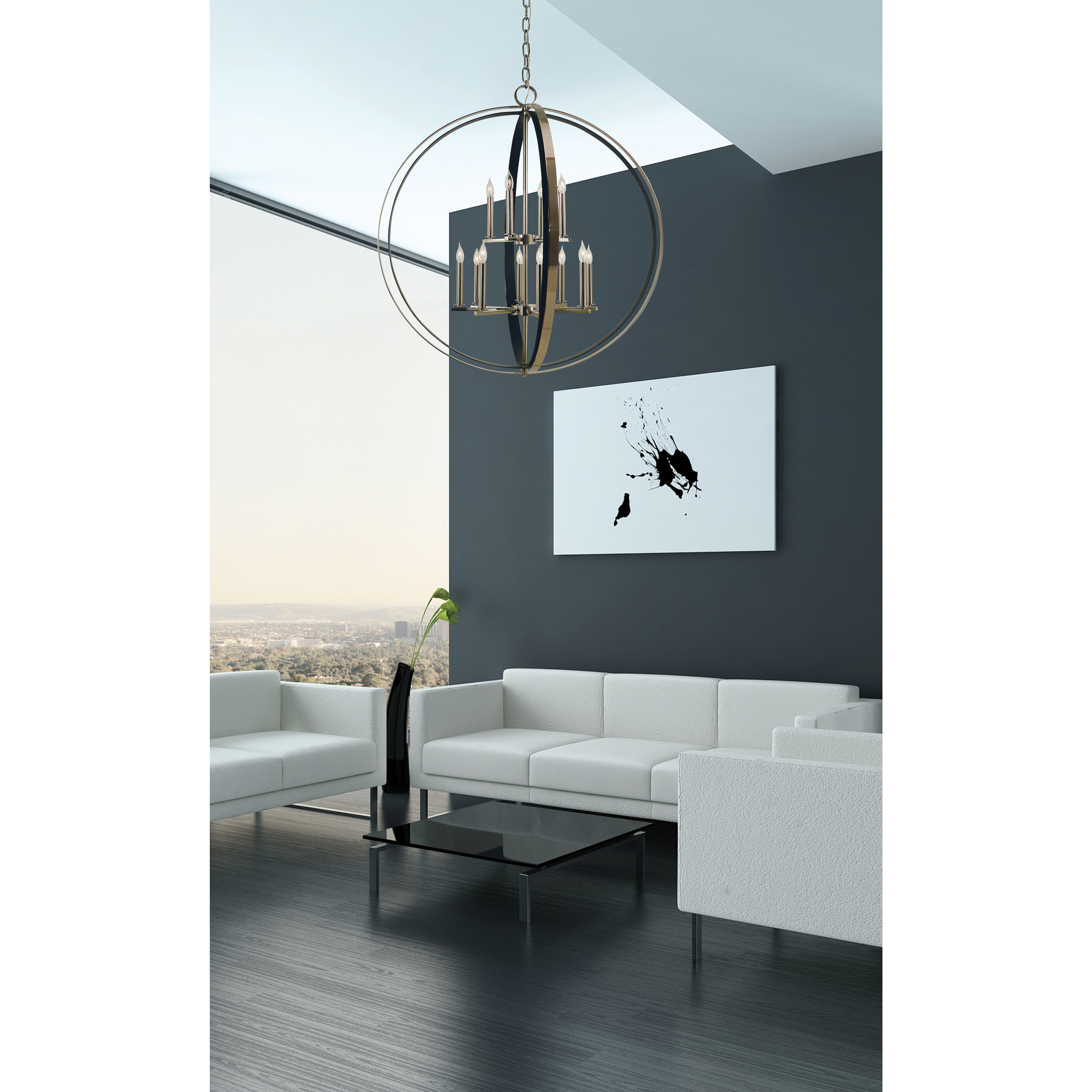 Constellation 12 Light 36 inch Brushed Brass with Matte Black Pendant Ceiling Light