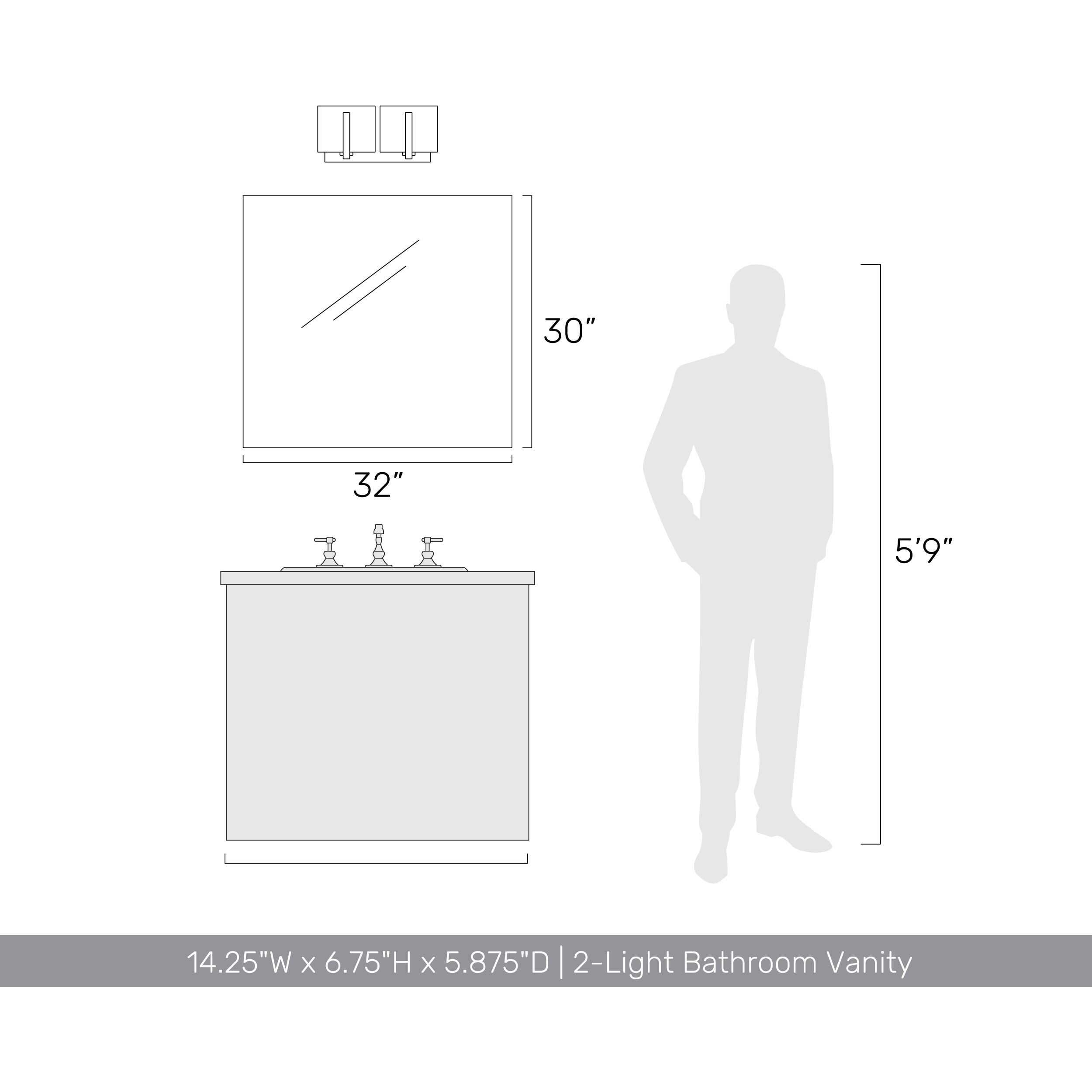 Aenon 2 Light 14.25 inch Pewter Vanity Light Wall Light