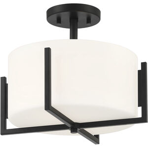 Cambria 2 Light 14 inch Matte Black Semi-Flush Ceiling Light