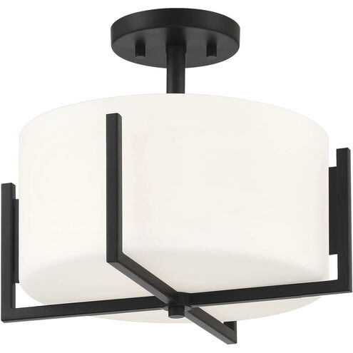 Cambria 2 Light 14 inch Matte Black Semi-Flush Ceiling Light