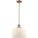 Franklin Restoration Bell 1 Light 12 inch Antique Copper Mini Pendant Ceiling Light in Incandescent, Matte White, Franklin Restoration