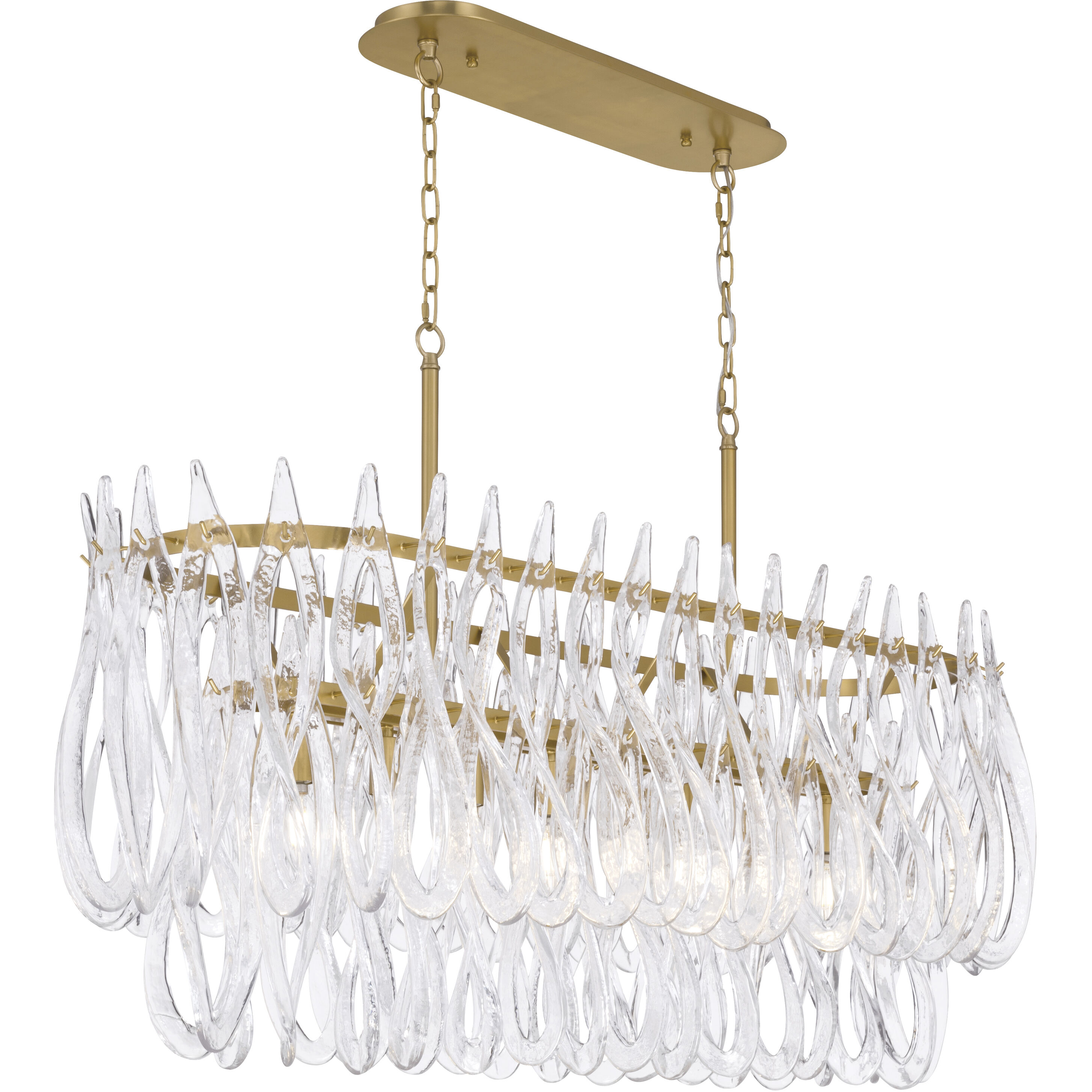 Glassara 8 Light 48 inch Legacy Brass Linear Chandelier Ceiling Light