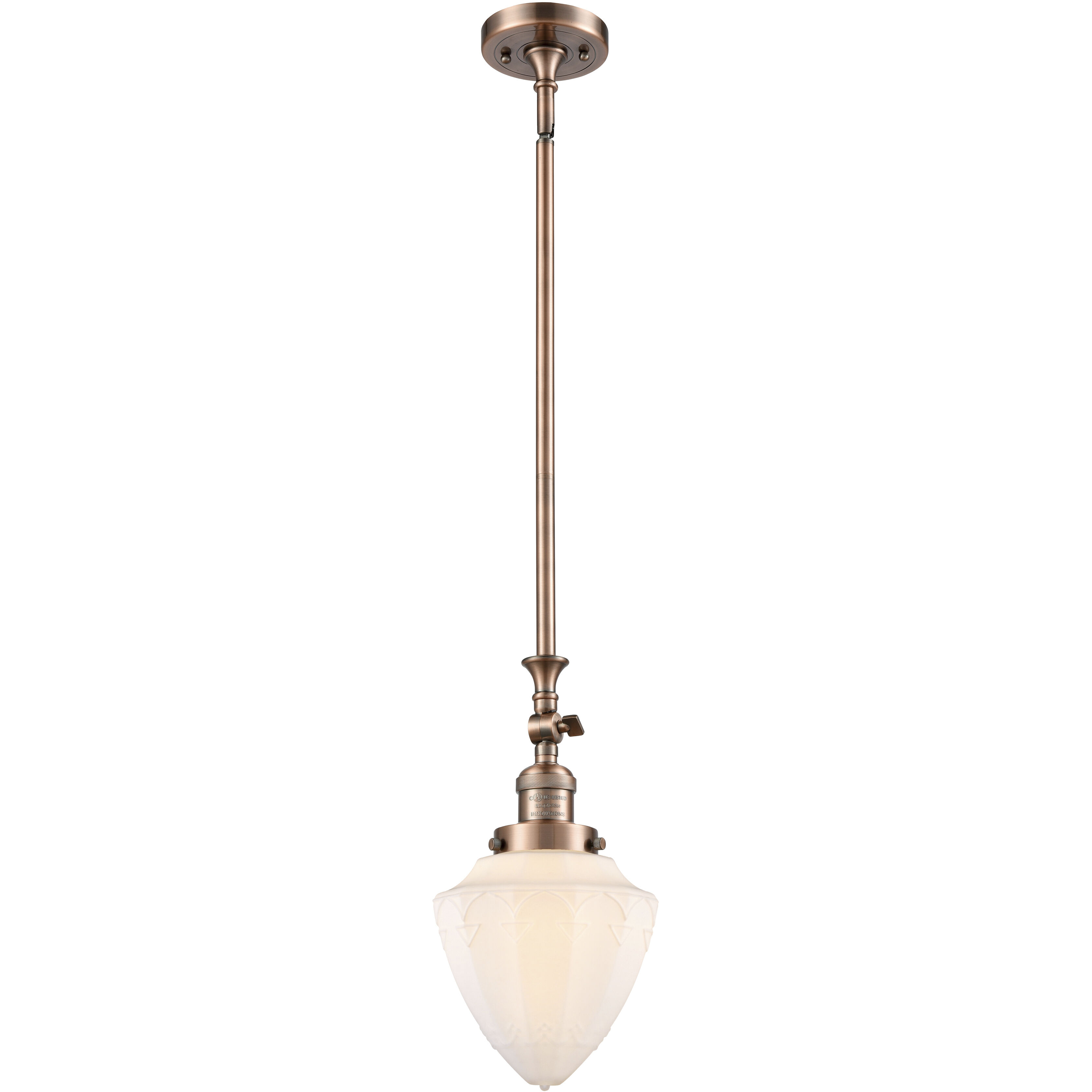 Franklin Restoration Bullet LED 7 inch Antique Copper Mini Pendant Ceiling Light in Matte White