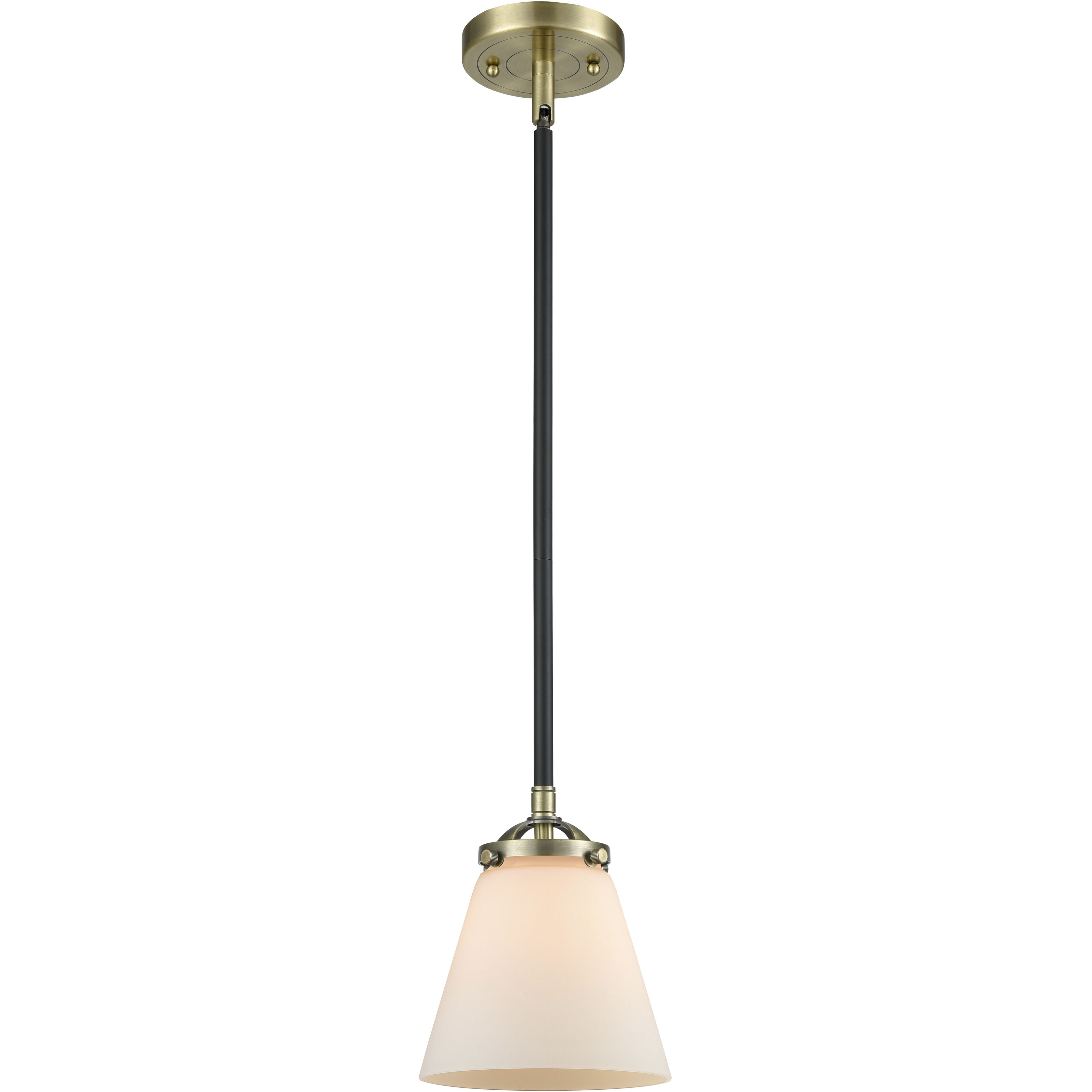 Nouveau Cone 1 Light 6.25 inch Black Antique Brass Mini Pendant Ceiling Light in Incandescent, Matte White, Nouveau