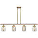Ballston Bell LED 48 inch Brushed Brass Island Light Ceiling Light in Silver Plated Mercury Glass