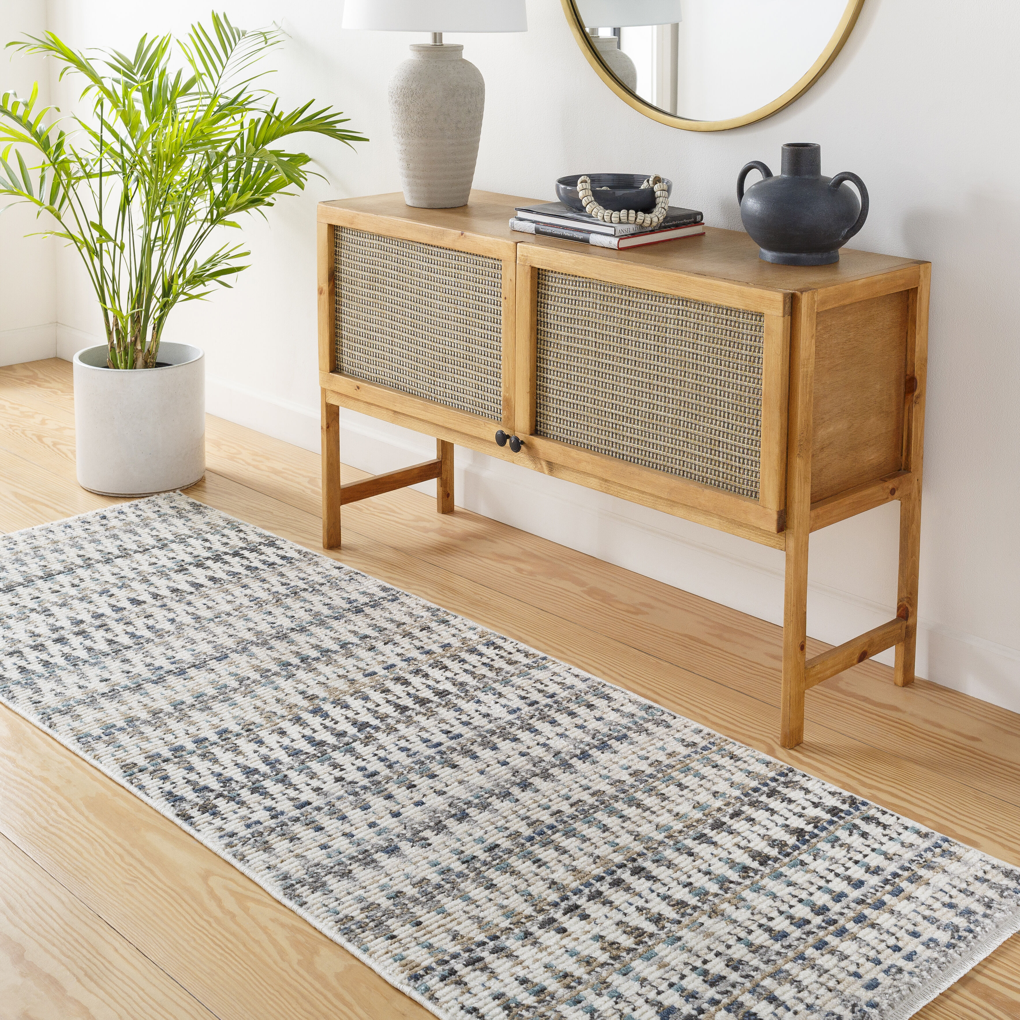 Calico 91 X 31 inch Light Grey Rug, Runner