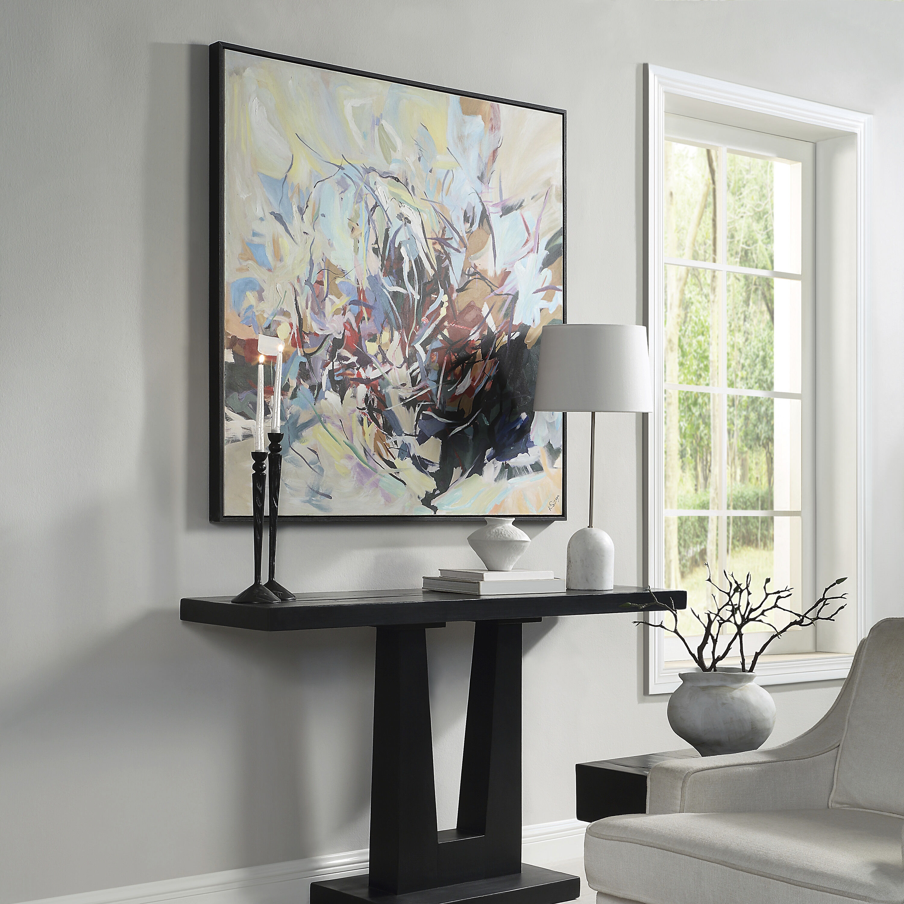 Iman Painted Matte Black Canvas Art