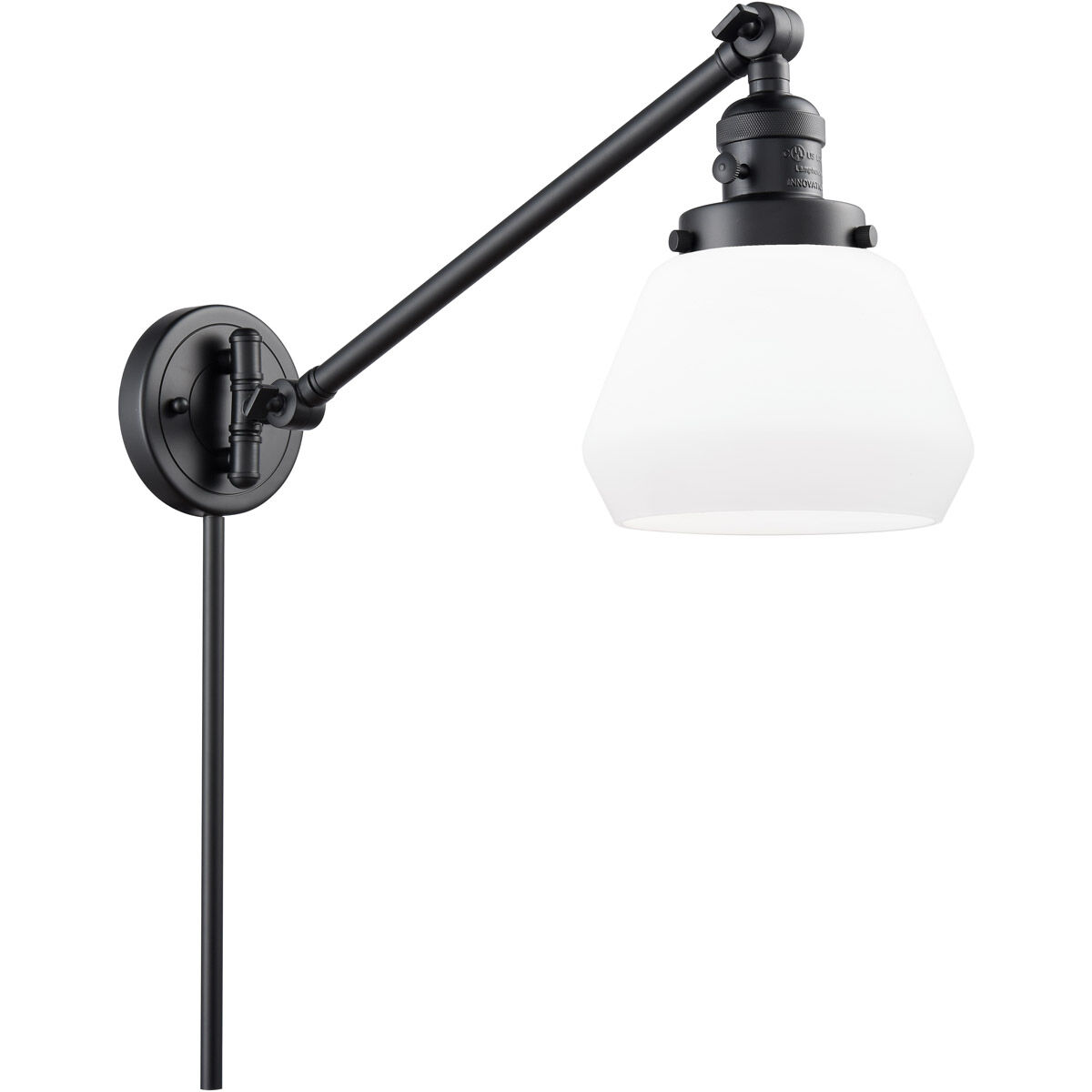 Fulton 35 inch 3.50 watt Matte Black Swing Arm Wall Light, Franklin Restoration