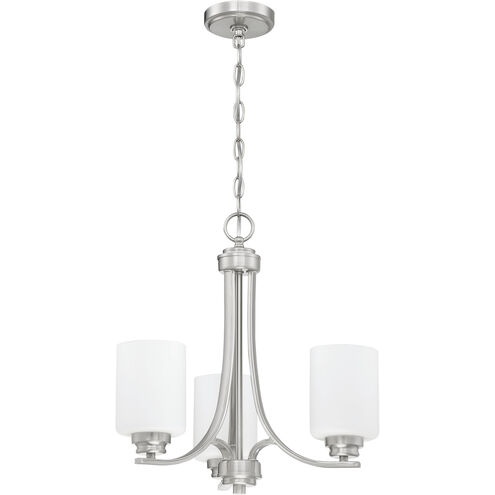 Neighborhood Bolden 3 Light 18 inch Brushed Polished Nickel Chandelier Ceiling Light in White Frost Glass, Neighborhood Collection