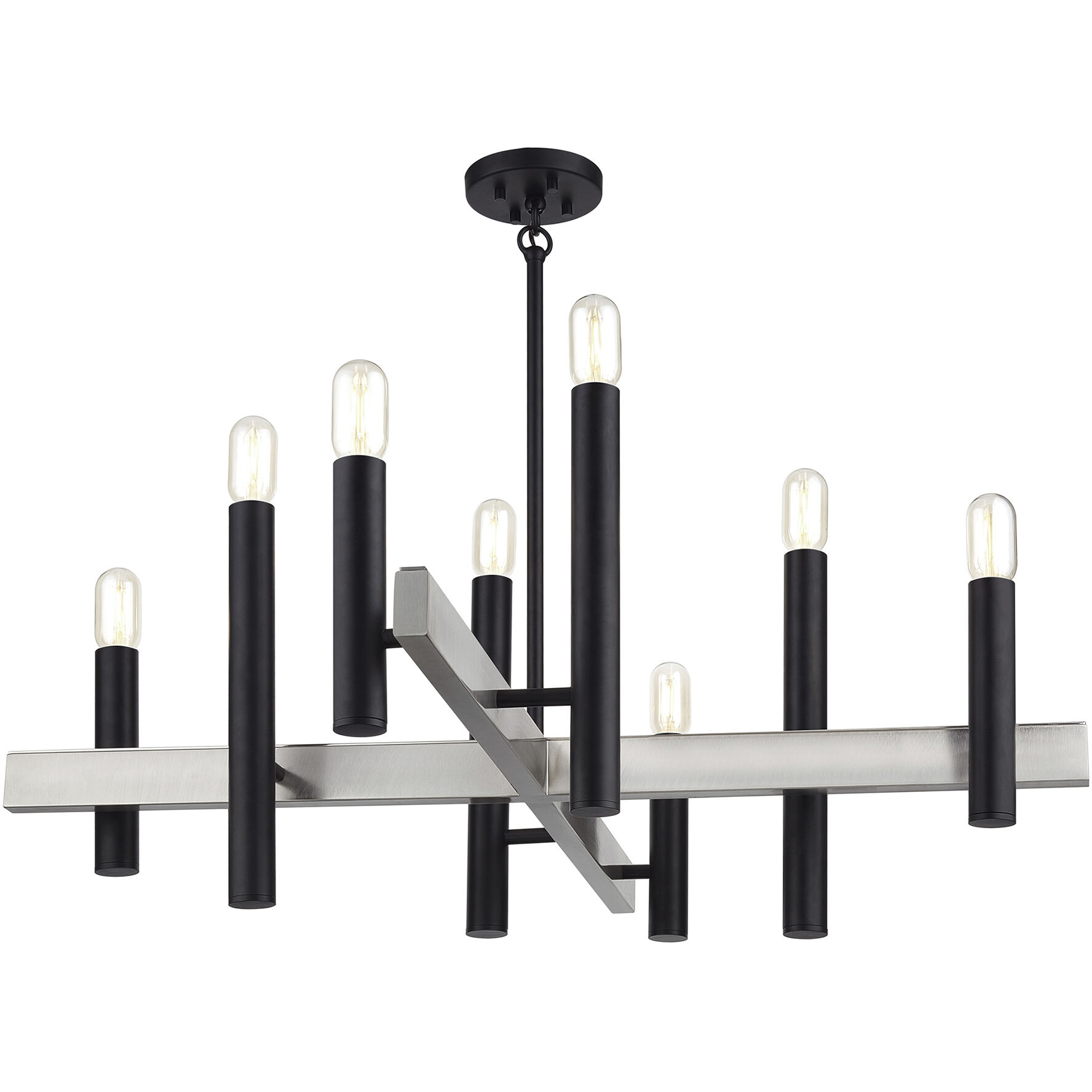 Helsinki 8 Light 38 inch Black with Brushed Nickel Accents Chandelier Ceiling Light