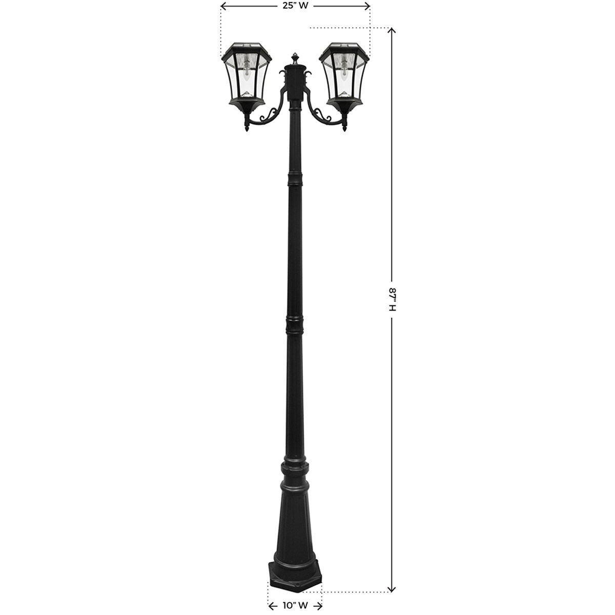 Victorian LED 87 inch Black Lamp Post Set, Solar