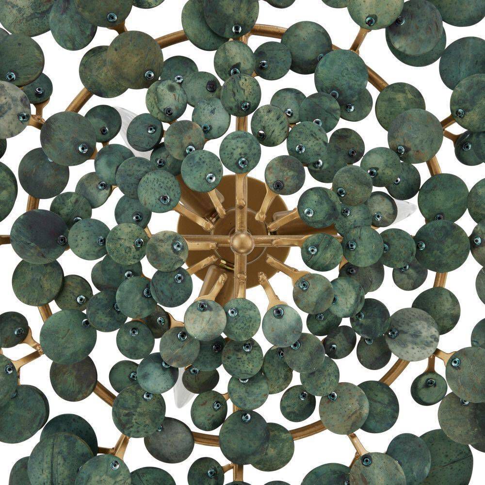 Bilal 3 Light 38 inch Eucalyptus Coconut Shell and Antique Brass Flush Mount Ceiling Light