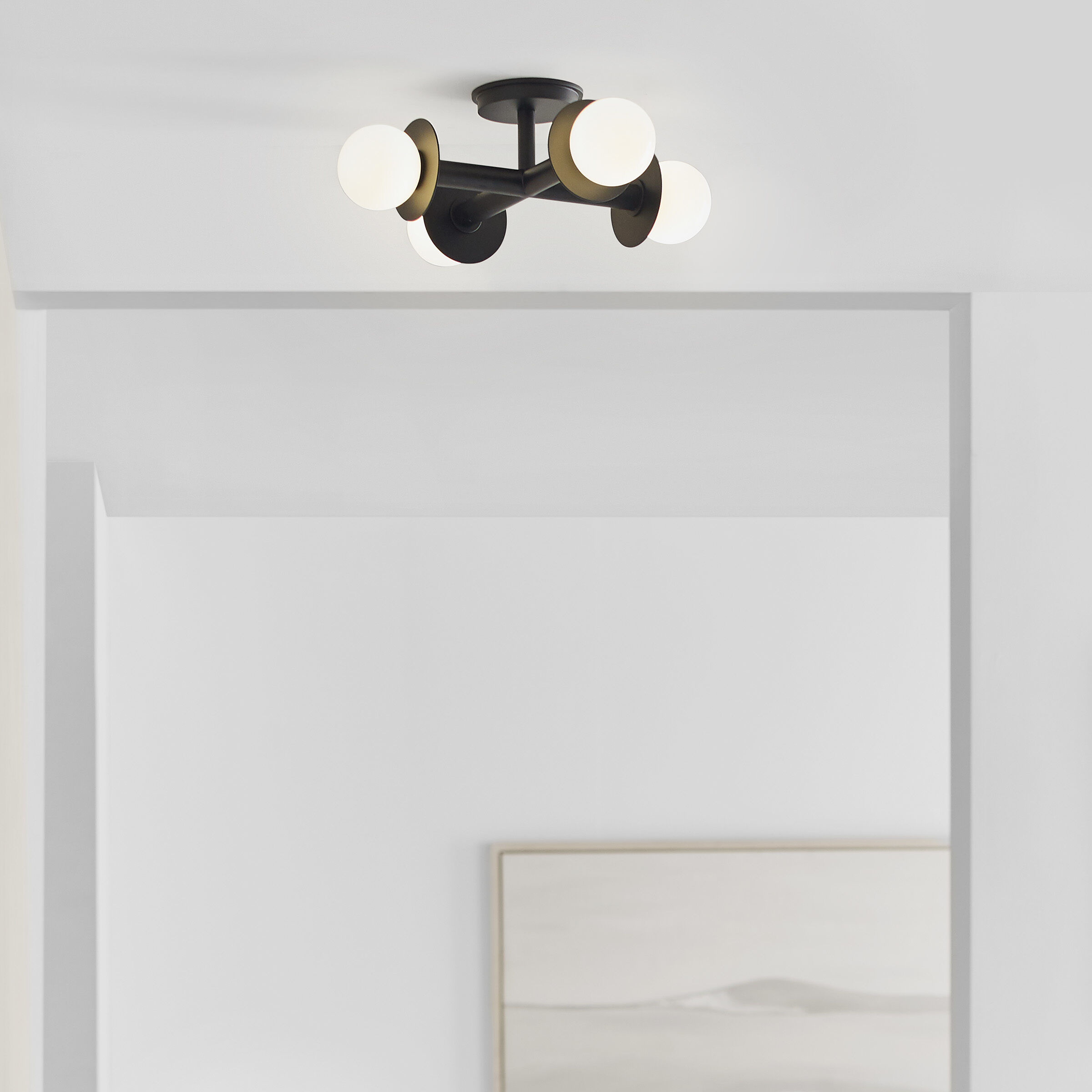 Kelly by Kelly Wearstler Nodes 4 Light 18 inch Midnight Black Semi-Flush Mount Ceiling Light