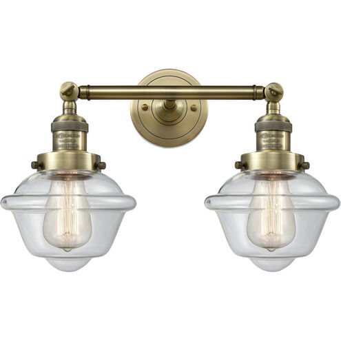 Franklin Restoration Small Oxford LED 8 inch Antique Brass Bath Vanity Light Wall Light in Clear Glass, Franklin Restoration
