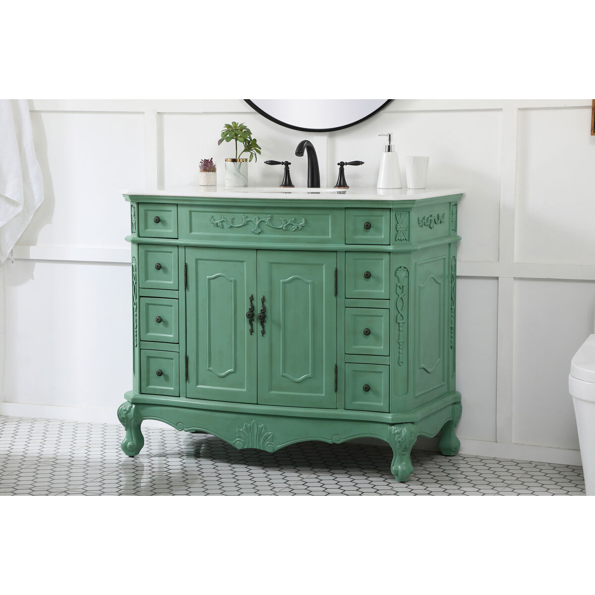 Danville 42 X 21 X 36 inch Vintage Mint Vanity Sink Set