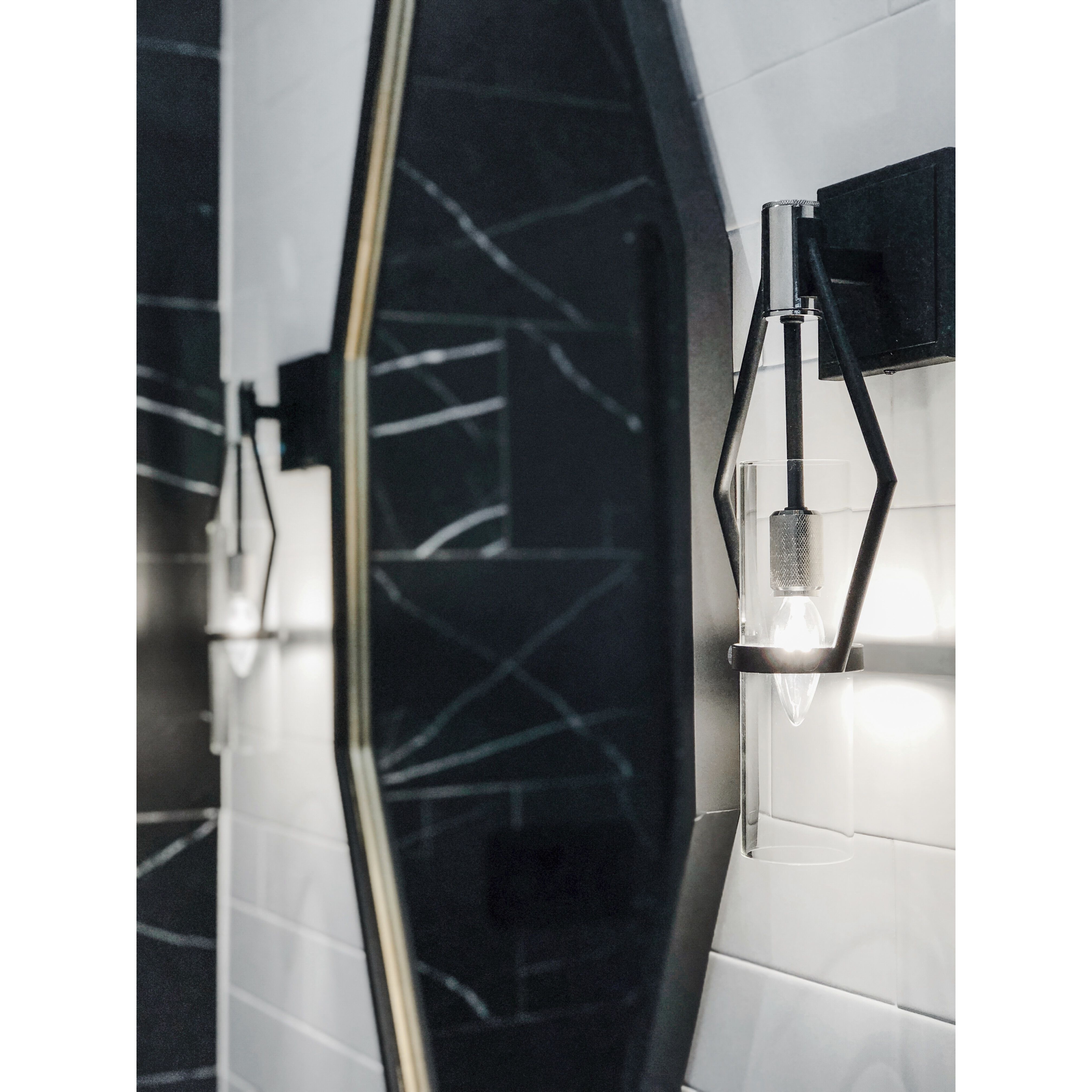 Raef 1 Light 7 inch Textured Black & Polish Nickel Wall Sconce Wall Light