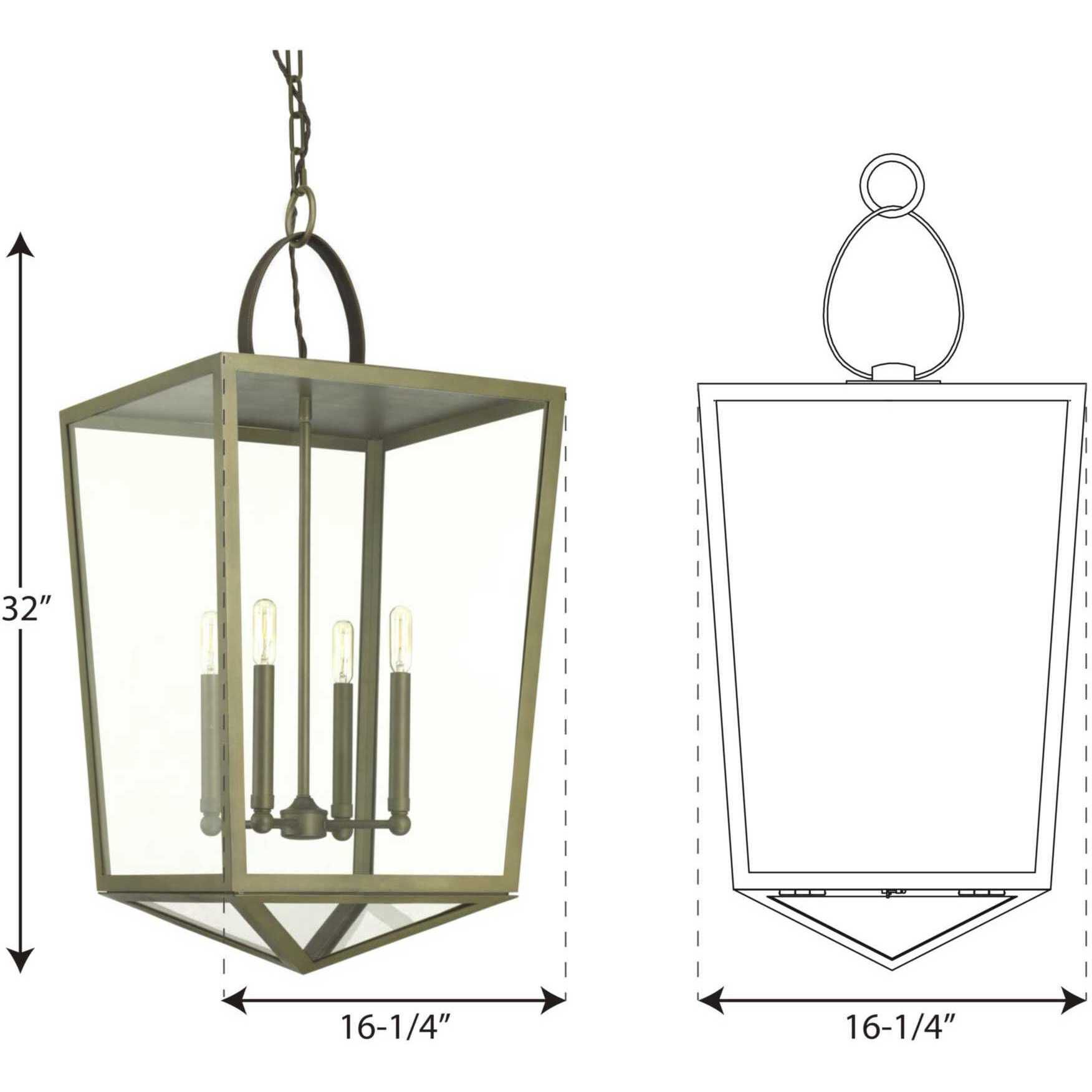 Point Dume™ Shearwater 4 Light 16.25 inch Aged Brass Foyer Pendant Ceiling Light, Design Series