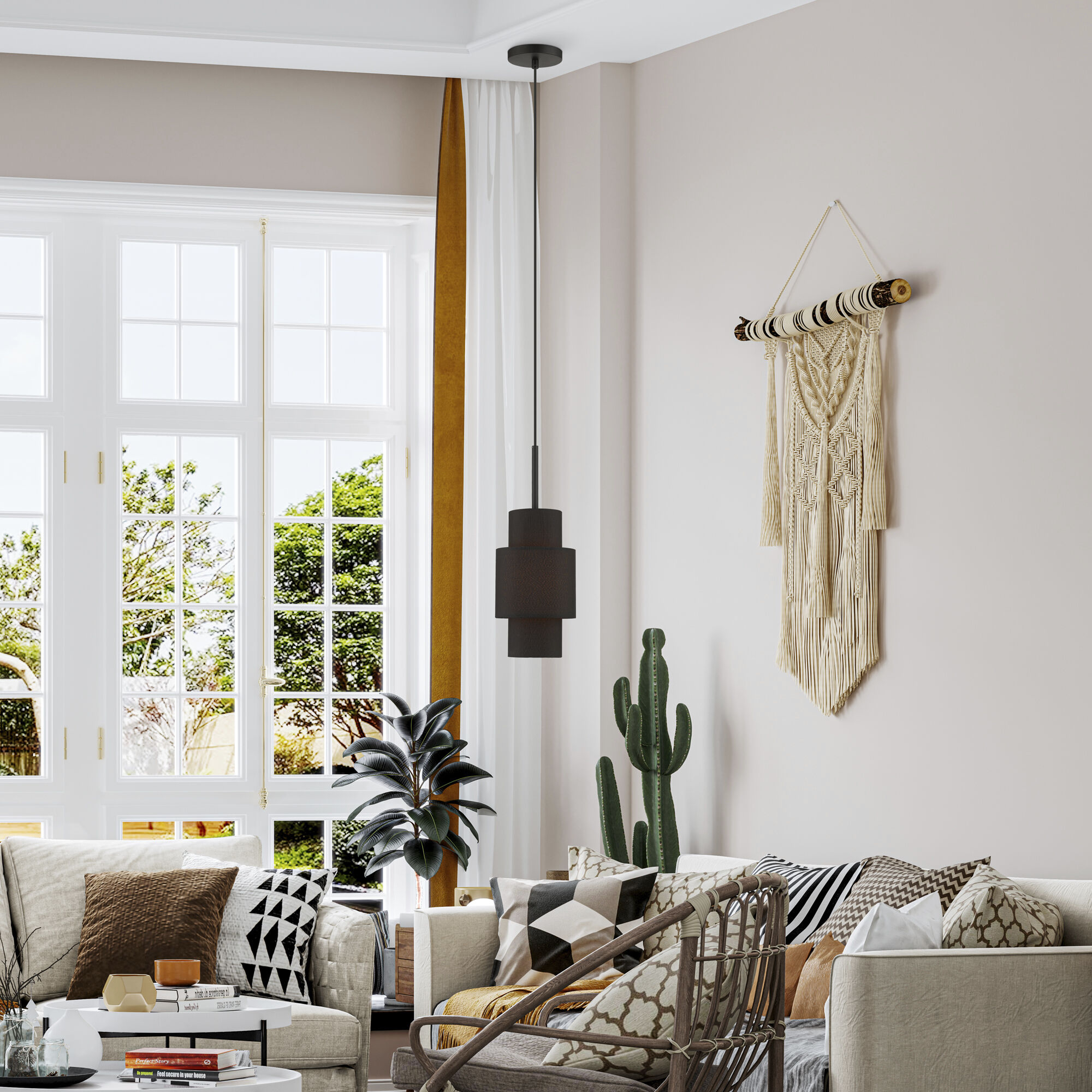 Sentosa 1 Light 7 inch Black Pendant Ceiling Light