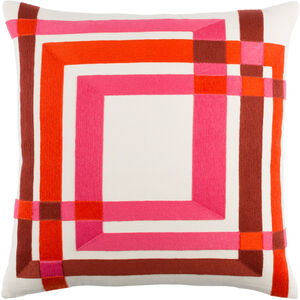 Color Form 22 X 22 inch Cream and Bright Pink Throw Pillow
