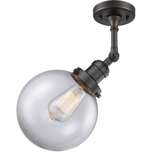 Franklin Restoration Large Beacon 1 Light 8 inch Oil Rubbed Bronze Semi-Flush Mount Ceiling Light in Clear Glass, Franklin Restoration