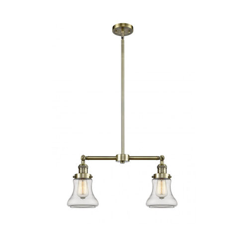 Franklin Restoration Bellmont 2 Light 21 inch Antique Brass Chandelier Ceiling Light in Incandescent, Clear Glass, Franklin Restoration