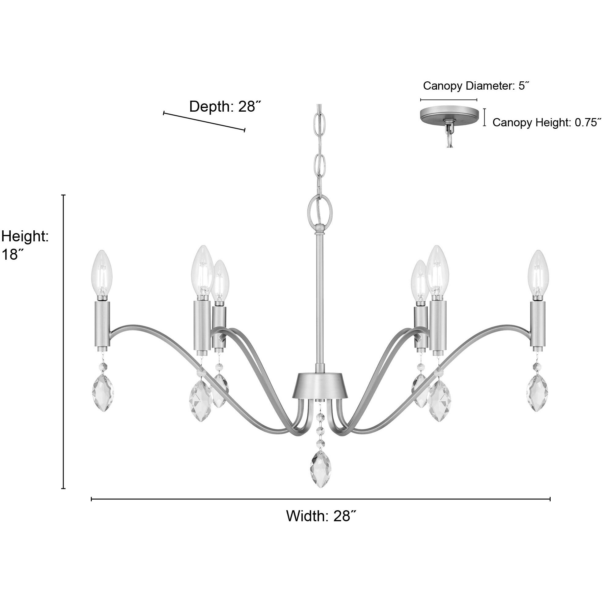 Aureline 6 Light 28 inch Aged Silver Chandelier Ceiling Light
