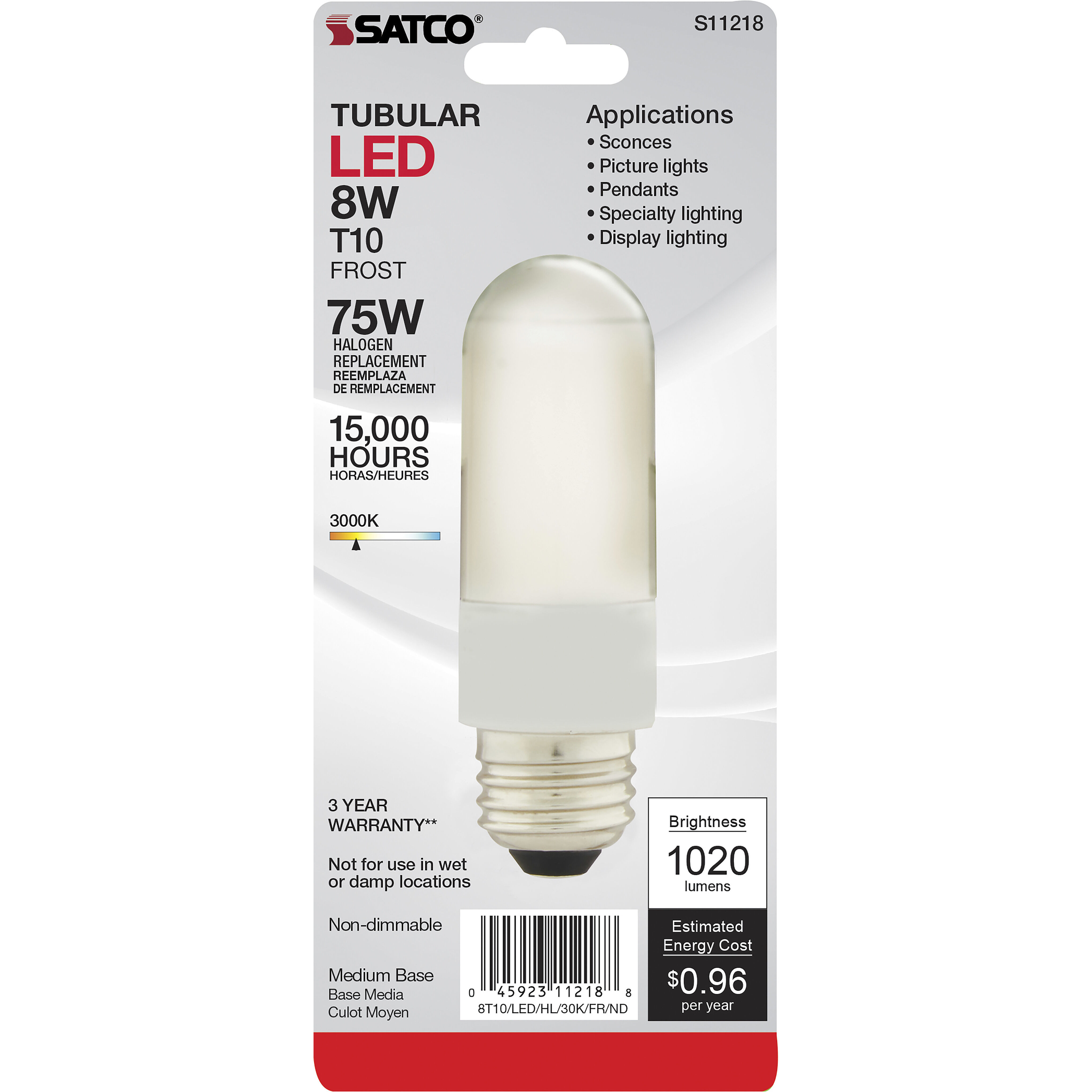 Lumos LED Medium 8.00 watt 120 3000K Light Bulb
