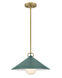 Milo LED 16 inch Lacquered Brass / Sage Green Pendant Ceiling Light
