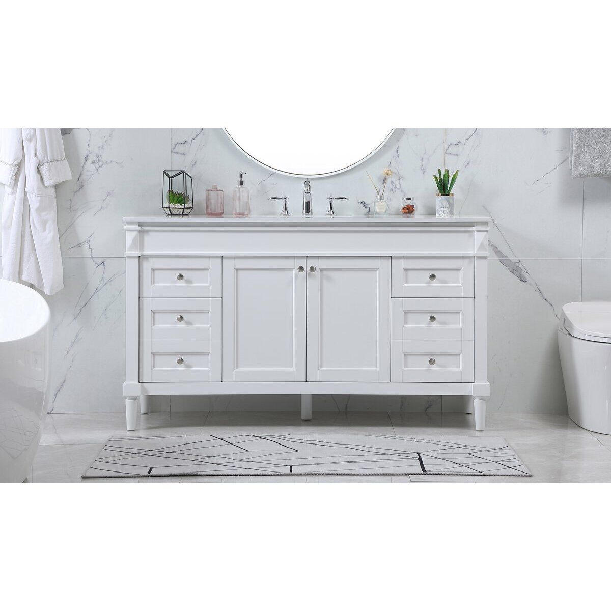 Bennett 60 X 21 X 35 inch White Vanity Sink Set
