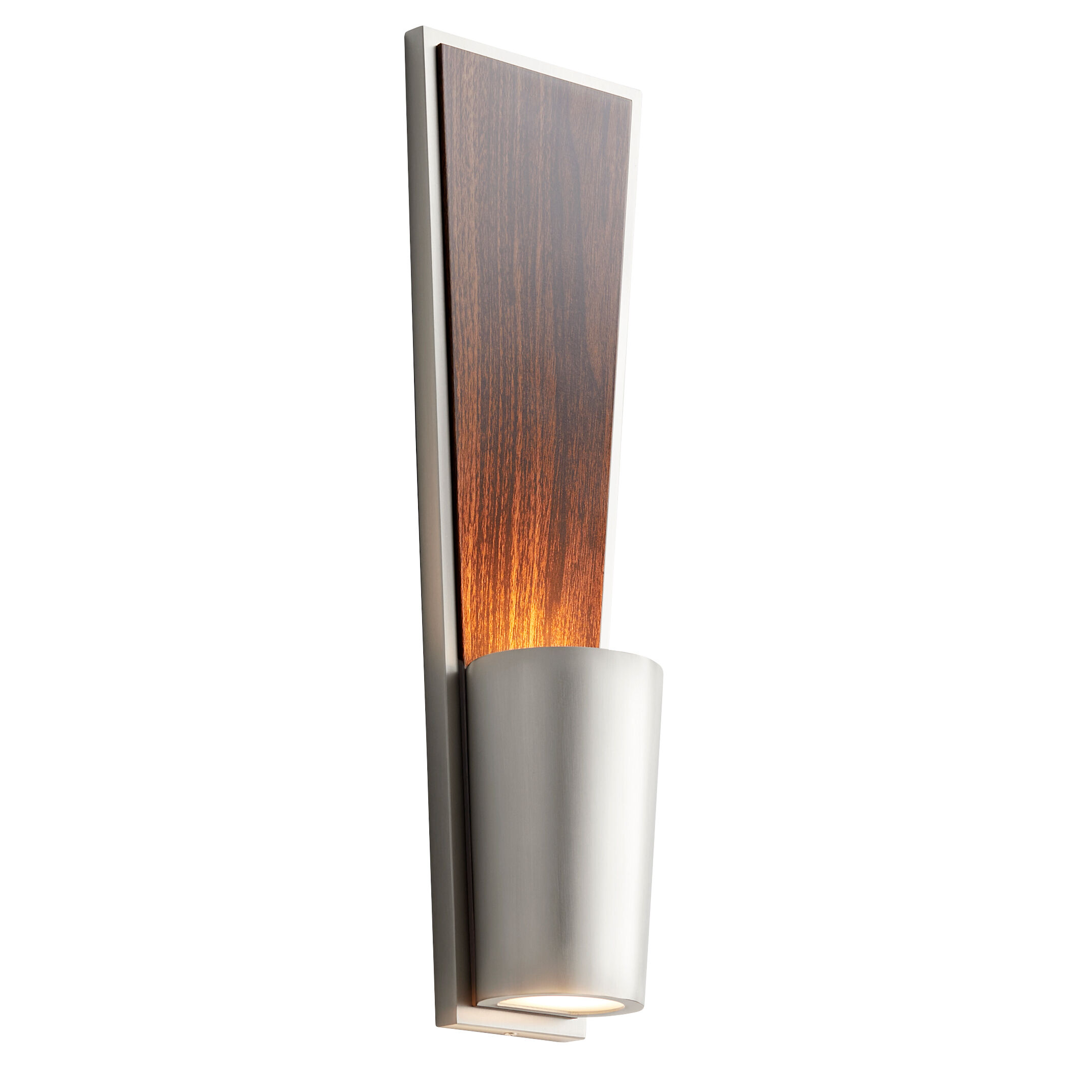 Favero 2 Light 5 inch Satin Nickel/Walnut Sconce Wall Light