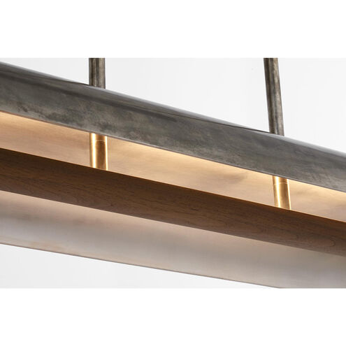 Anne-Marie Barton Remi Linear Pendant Ceiling Light in Mottled Pewter and Warm Walnut